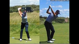 Justin Thomas golf swing  Long Iron faceon amp downtheline July 2017 [upl. by Brie115]