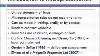 Misrepresentation Lecture 1 of 4 [upl. by Ahsyla988]